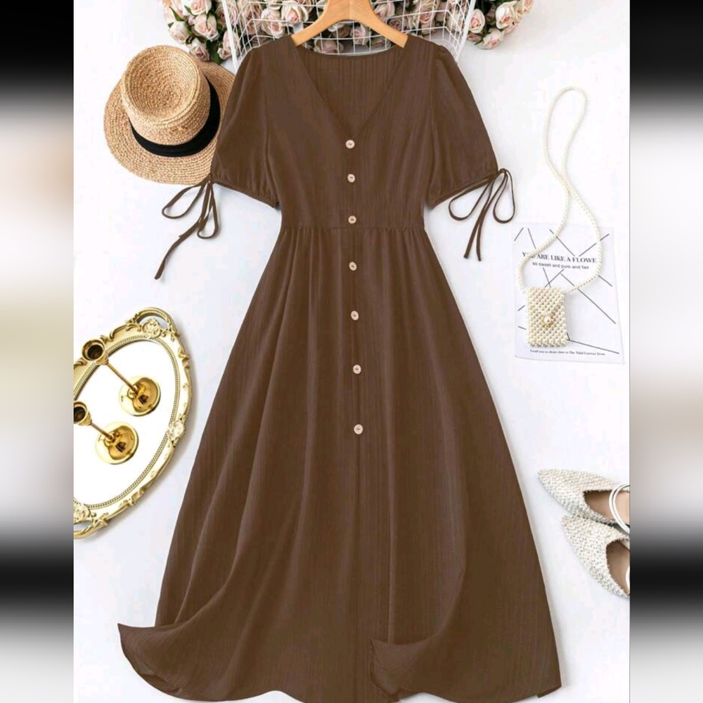 Elegant Brown Midi Dress